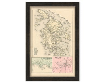 DEER ISLAND, Maine 1881 Map, Replica or Genuine Original