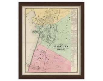 TARRYTOWN, New York 1868 Map