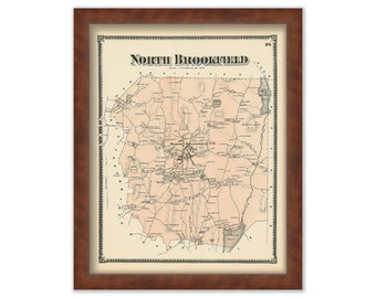 Town of NORTH BROOKFIELD, Massachusetts 1870 Map