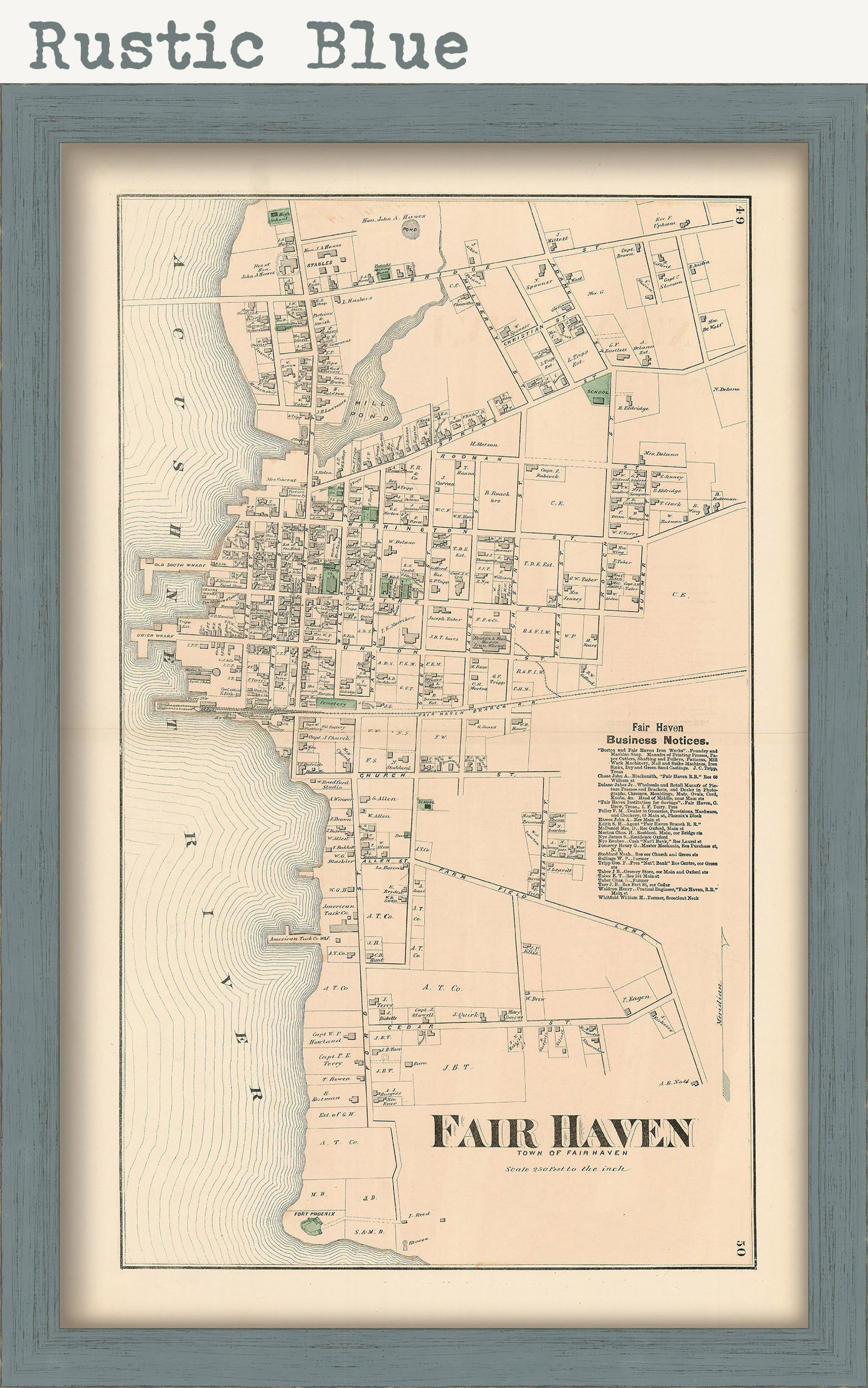FAIRHAVEN Massachusetts 1871 Map Replica or GENUINE Etsy
