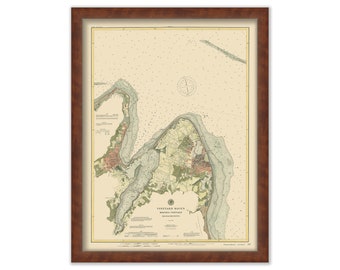 Vineyard Haven and Oak Bluffs, Martha's Vineyard, Massachusetts Nautical Chart published in 1889
