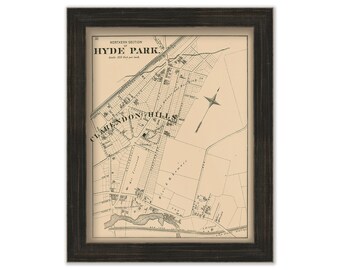 Hyde Park, Massachusetts 1876 Map - Replica or GENUINE ORIGINAL