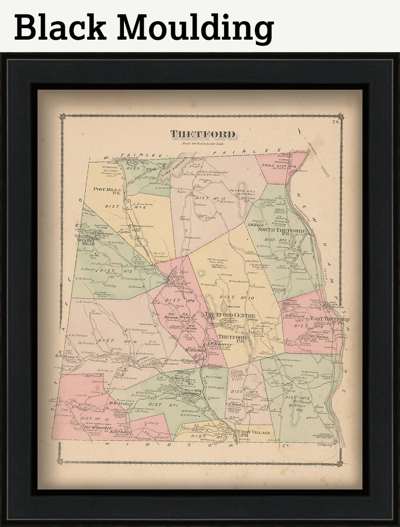 THETFORD Vermont 1877 Map Replica or Genuine ORIGINAL Etsy