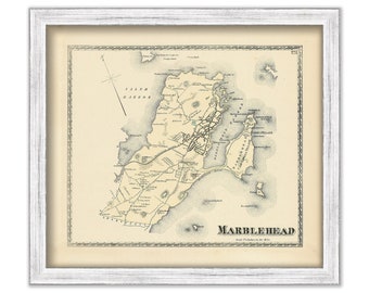 MARBLEHEAD, Massachusetts 1872 Map - Replica or Genuine ORIGINAL
