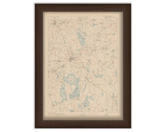 MIDDLEBOROUGH, LAKEVILLE and BRIDGEWATER, Massachusetts 1890 - Topographic Map - Replica and Genuine Original