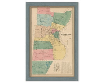 HARTFORD, Connecticut, 1869 Map, Replica or GENUINE ORIGINAL