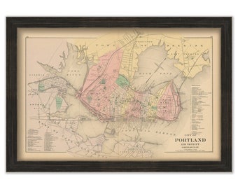 PORTLAND, Maine 1890 Map, Replica or GENUINE ORIGINAL