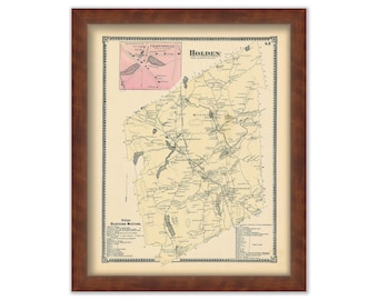 Town of HOLDEN, Massachusetts 1870 Map