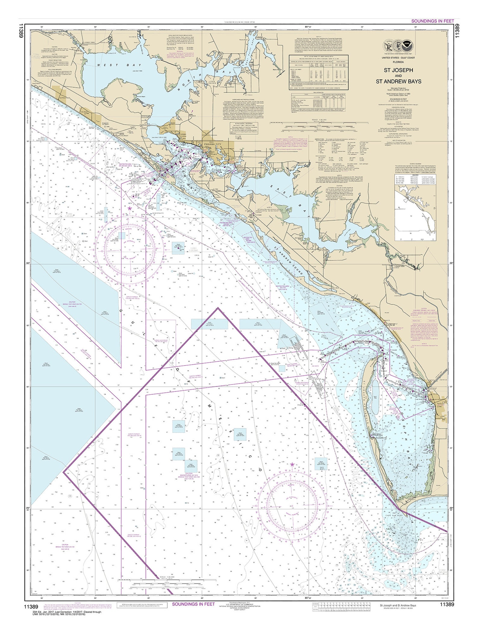 PANAMA CITY Florida 2017 Nautical Chart Etsy