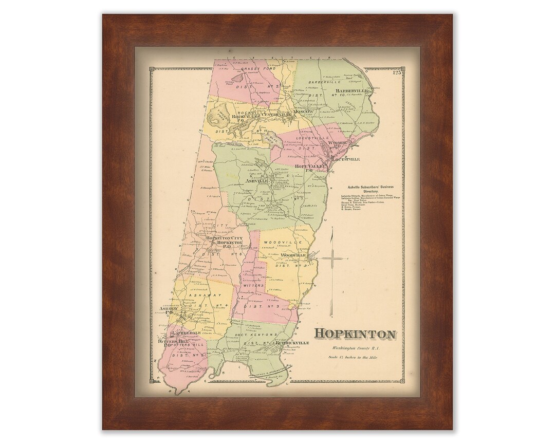 HOPKINTON Rhode Island 1870 Map Etsy
