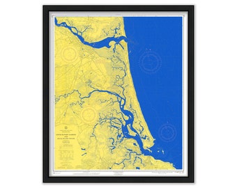 Newburyport Harbor and Plum Island Sound - The U. S. Coast and Geodetic Survey - Yellow on Blue Edition