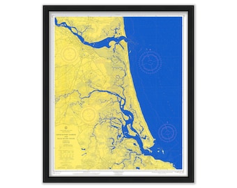 Newburyport Harbor and Plum Island Sound - The U. S. Coast and Geodetic Survey - Yellow on Blue Edition