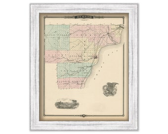 OCONTO COUNTY, Wisconsin 1878 Map, Replica or Genuine Original