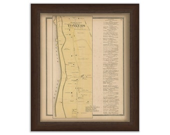 Town of YONKERS, New York 1868 Map