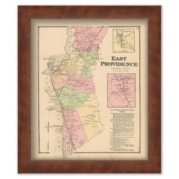 EAST PROVIDENCE, Rhode Island 1870 Map