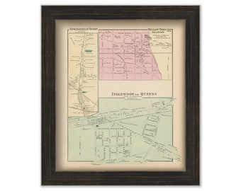 Villages within Hempstead and Jamaica, New York 1873 Map, Replica and GENUINE ORIGINAL