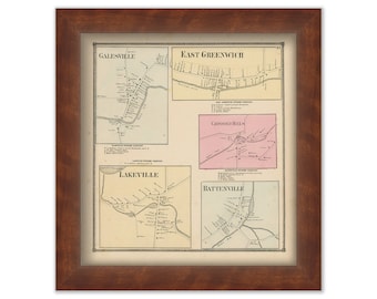 Villages of GREENWICH, New York 1866 Map