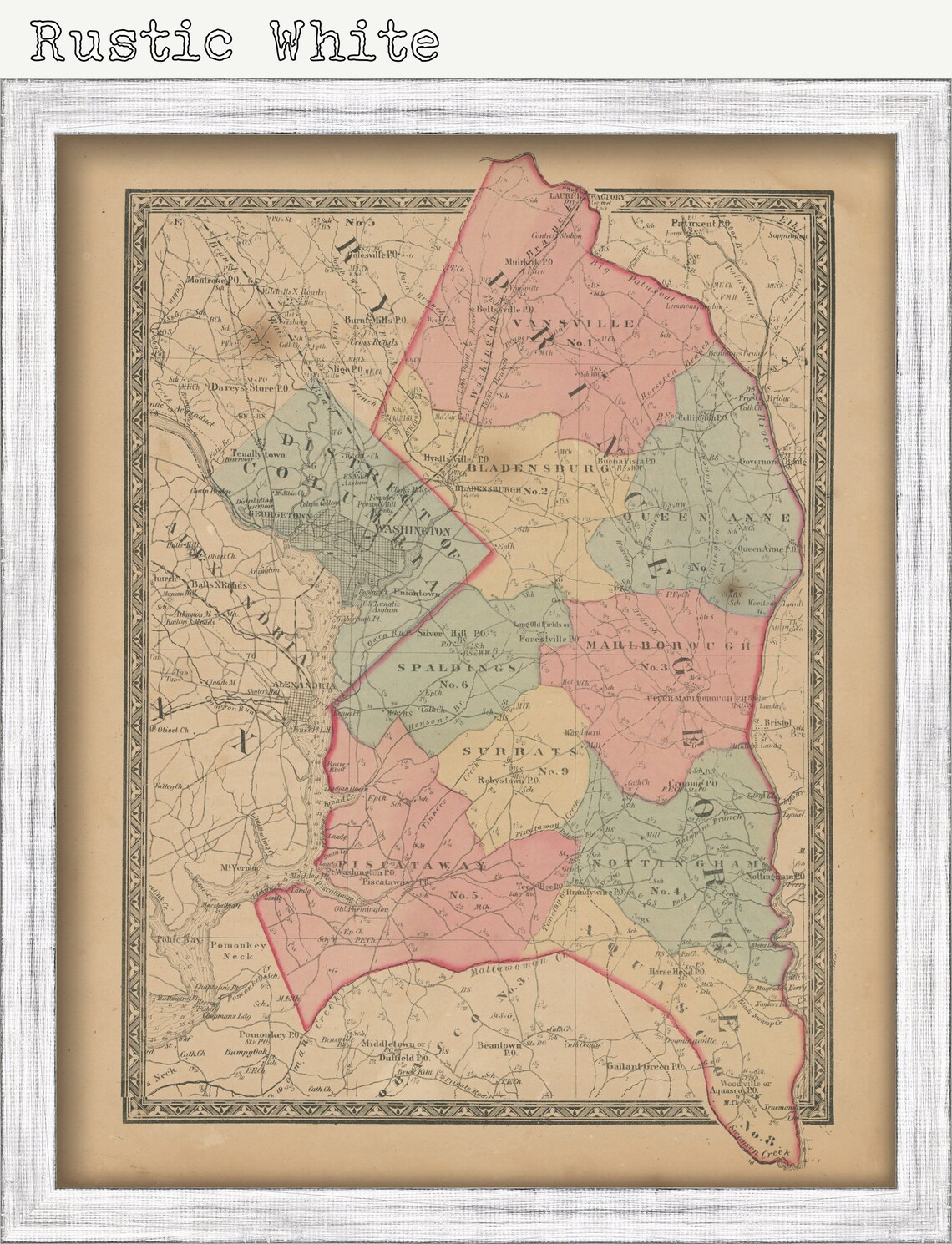 PRINCE COUNTY Maryland 1866 Map Replica or Genuine Etsy