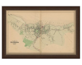 GENUINE ORIGINAL Village of PLYMOUTH, Massachusetts 1879 Map