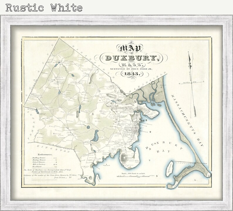 DUXBURY Massachusetts 1833 Map by John Ford Jr. Etsy
