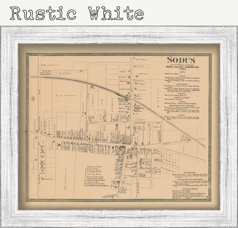 Village of SODUS New York 1874 Map Replica and GENUINE Etsy