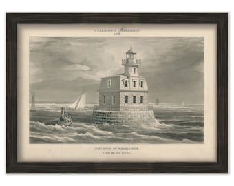 PENFIELD REEF LIGHTHOUSE, Fairfield County, Connecticut  - Drawing of the Lighthouse as it was in 1874.
