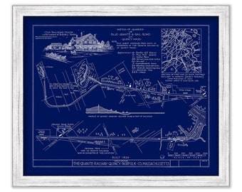 The GRANITE RAILWAY, QUINCY, Massachusetts - Blueprint Map