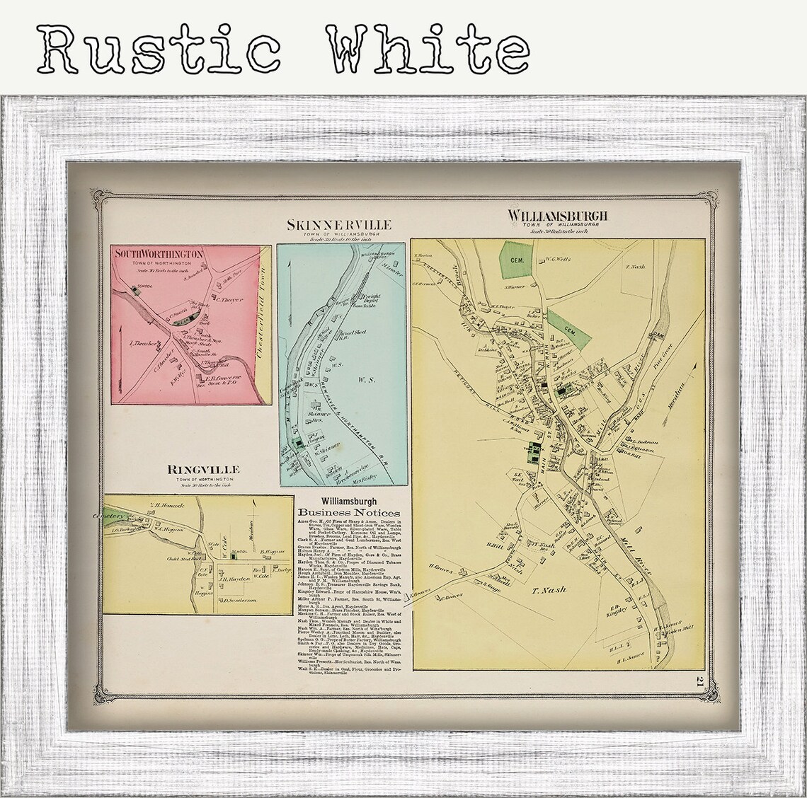 Village of WILLIAMSBURG Massachusetts 1873 Map Etsy