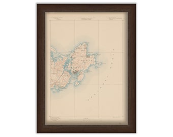 ROCKPORT and GLOUCESTER, Massachusetts 1890 - Topographic Map - Replica and Genuine Original