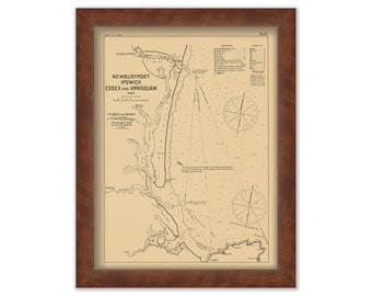 Newburyport, Ipswich, Essex and Annisquam, Massachusetts - Nautical Chart by George W. Eldridge 1909