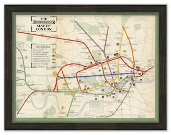 LONDON UNDERGROUND, England - 1911 Railways of London Map