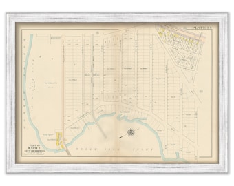 EAST BOSTON, Massachusetts 1912 map, Plate 34 - Riverside Ave and Farragut Street - Replica or GENUINE Original