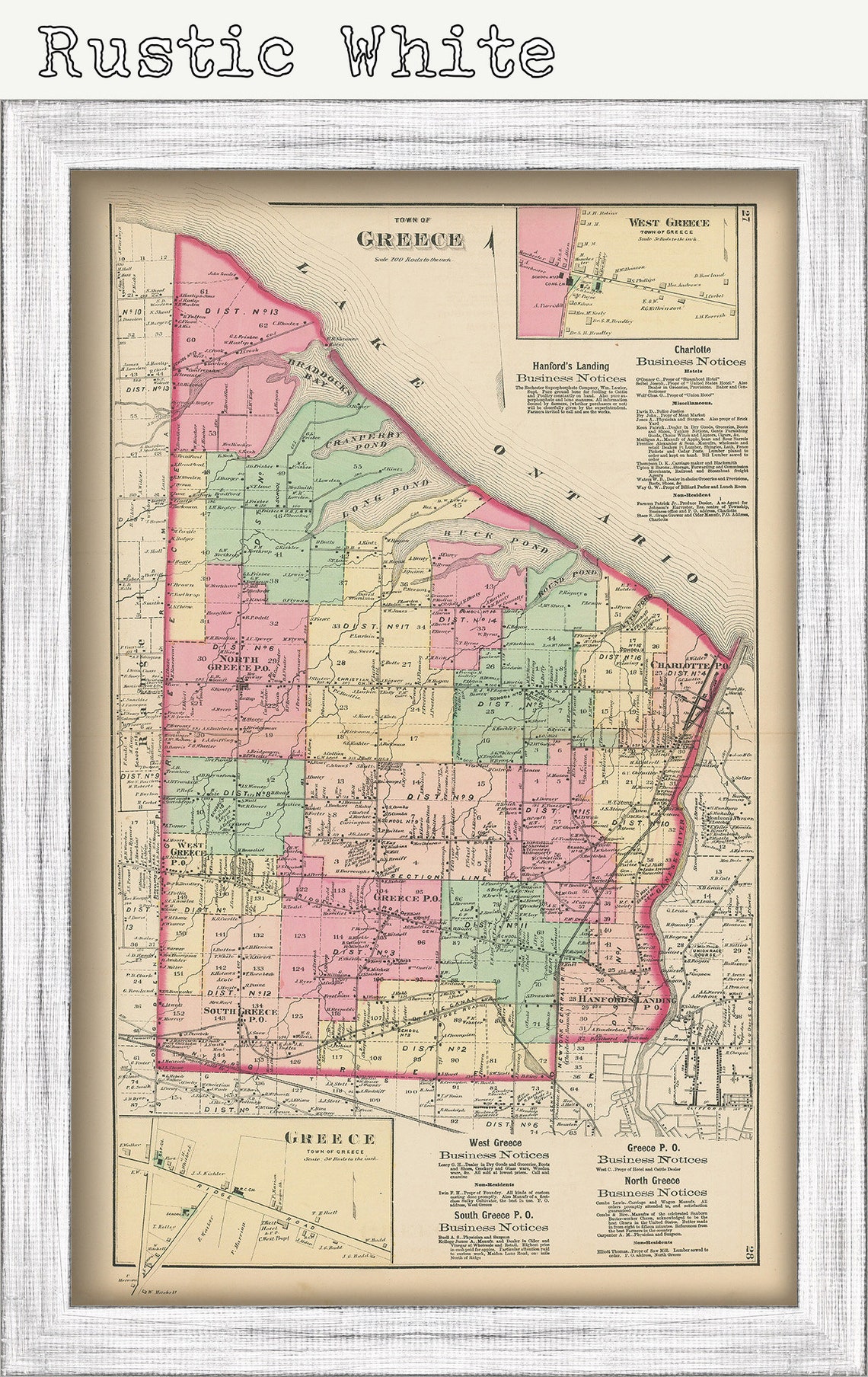 Town of GREECE New York 1872 Map Etsy