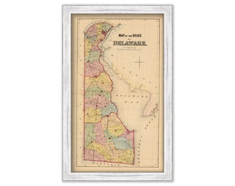 STATE of DELAWARE -  1868 Map