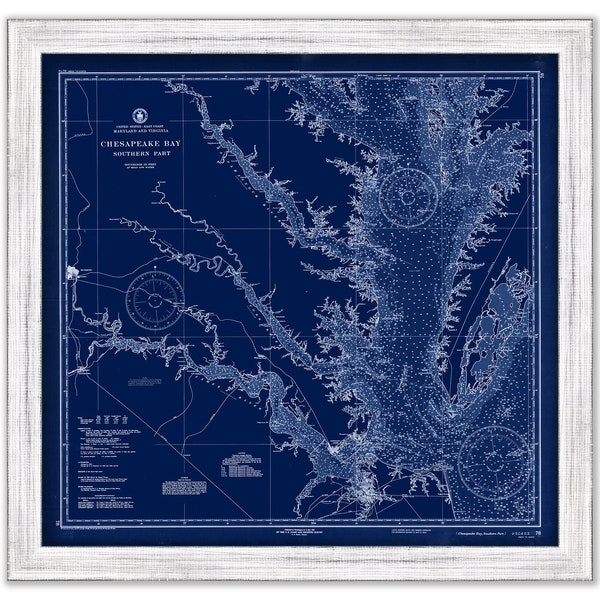CHESAPEAKE BAY Nautical Chart Blueprint - Southern Section - 1937