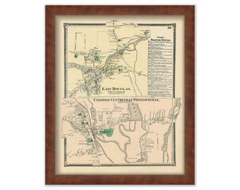 Villages of UXBRIDGE and EAST DOUGLAS, Massachusetts 1870 Map