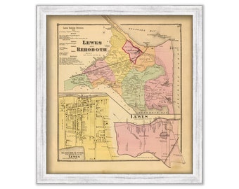 REHOBOTH BEACH/Lewes and Rehoboth, Delaware -  1868 Map