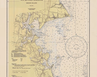 WICKFORD HARBOR, Rhode Island - 1935 Nautical Chart