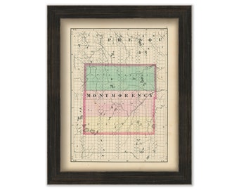 MONTMORENCY COUNTY, Michigan 1873 Map - Replica or Genuine Original