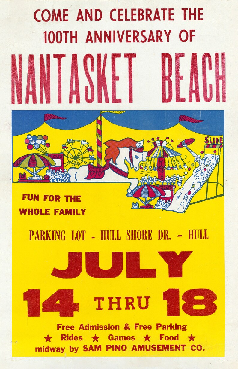 NANTASKET BEACH 100th Anniversary Poster Hull Massachusetts Etsy