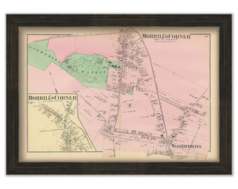 MORRILL'S CORNER and WOODFORD, Maine 1871 Map, Replica or Genuine Original