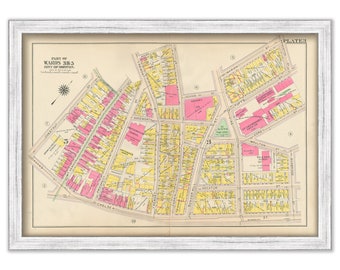 CHARLESTOWN, Massachusetts 1912 map, Plate 3 - Hayes Square - Replica or GENUINE ORIGINAL