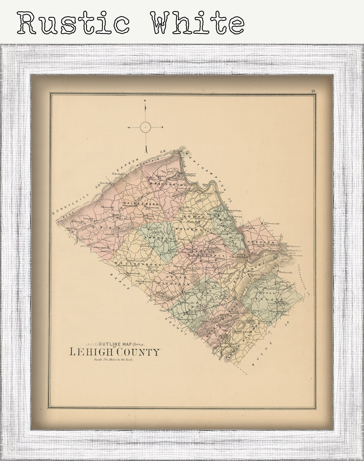 LEHIGH COUNTY, Pennsylvania 1876 Map - Replica or Genuine Original
