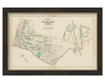 ROXBURY, Massachusetts 1873 Map, Vol. 2 Plate B - Replica or GENUINE ORIGINAL