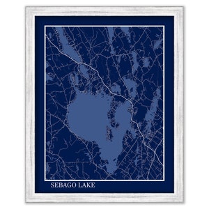 SEBAGO LAKE, Maine - Contemporary Map Poster Blueprint - Etsy