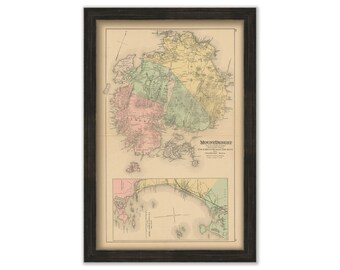 Mount Desert Island, Maine 1890 Map, Replica or GENUINE ORIGINAL