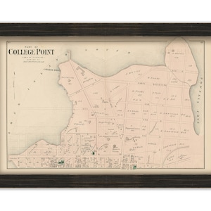College Point, Flushing, New York 1873 Map, Replica and GENUINE ORIGINAL