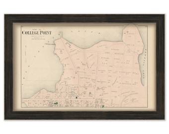 College Point, Flushing, New York 1873 Map, Replica and GENUINE ORIGINAL