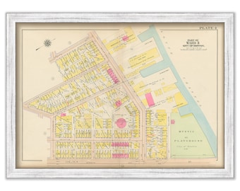 CHARLESTOWN, Massachusetts 1912 map, Plate 4 - Medford and Chesea Streets - Replica or GENUINE ORIGINAL