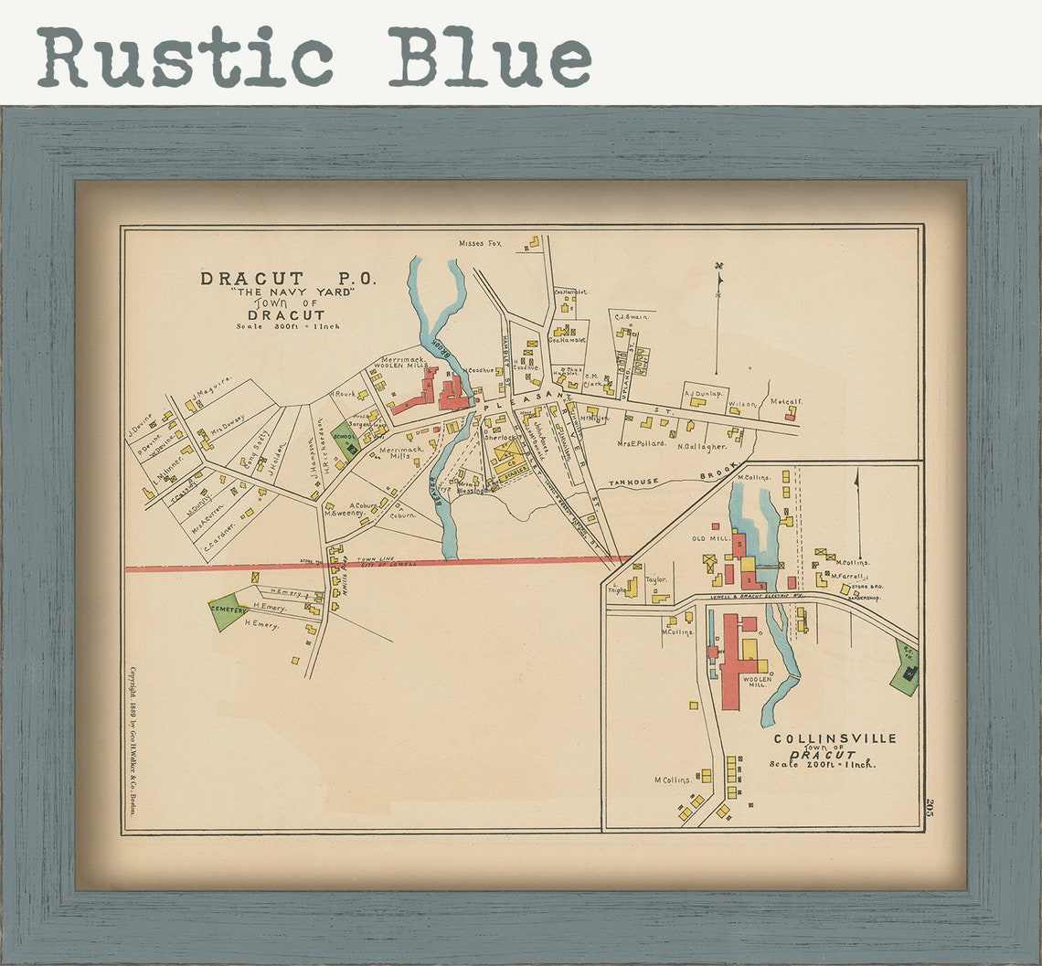 DRACUT Massachusetts 1889 Map Replica or Genuine ORIGINAL Etsy